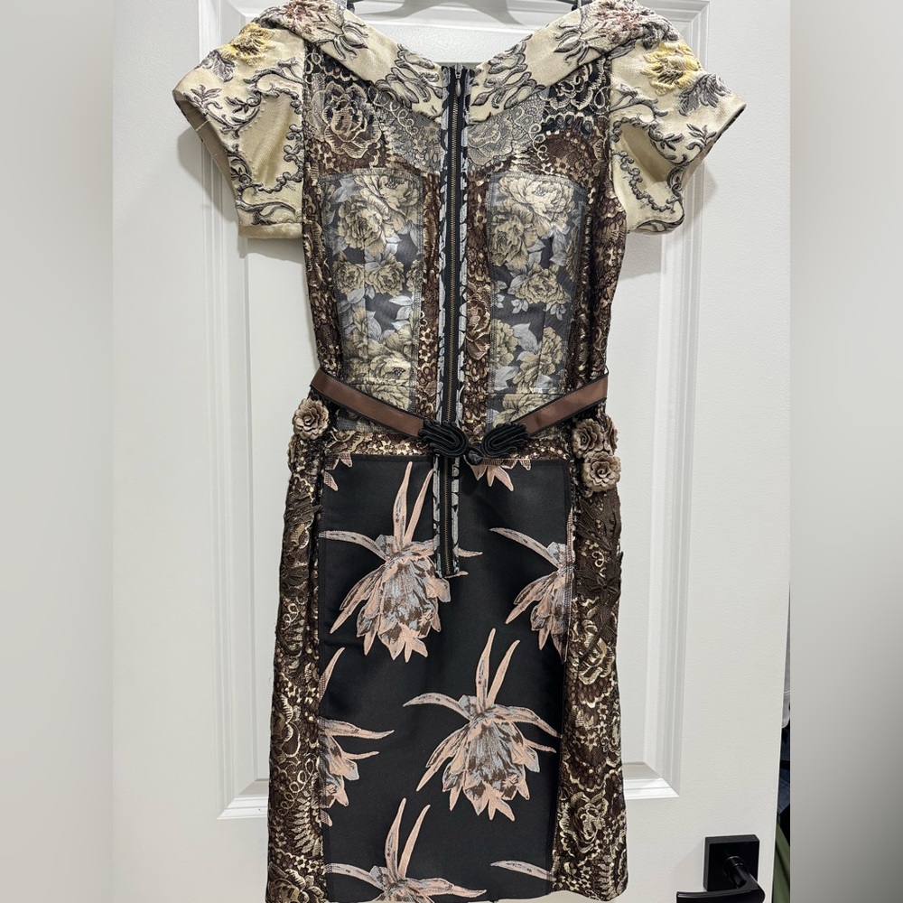 Anthropologie Black and Cream Floral Dress - Picture 3 of 3